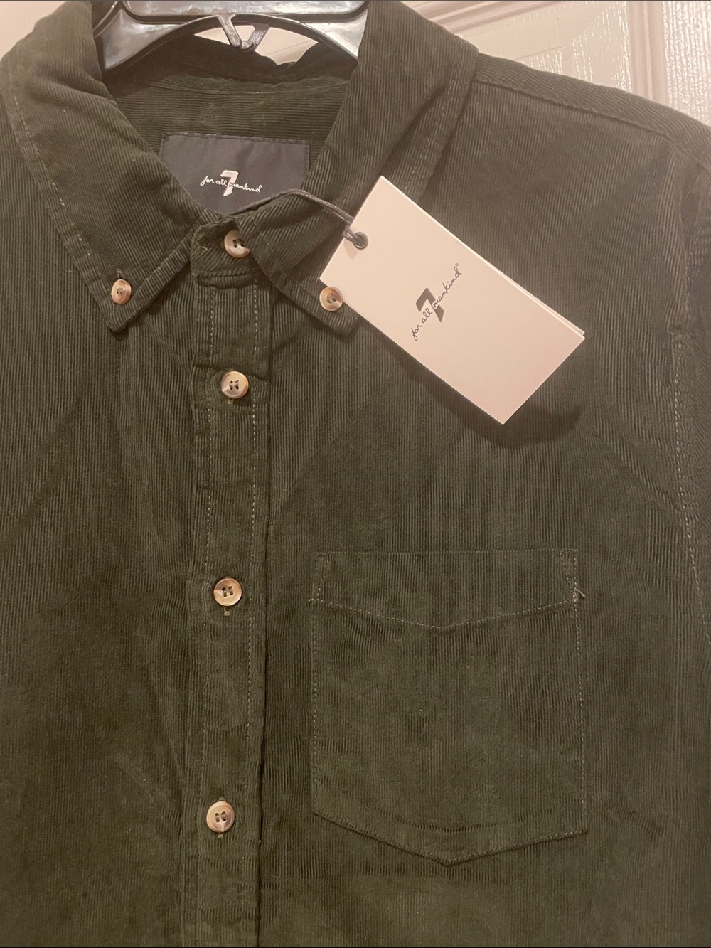 Men's Dark Green Button-Down Shirt Jacket